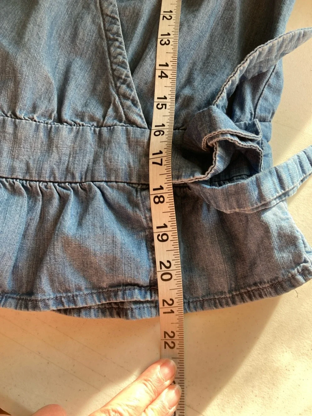 Madewell Chambray Wrap Blouse in Light Blue - Picture 8 of 8